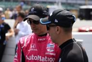 Tony Kanaan (L) and Helio Castroneves at The 107TH Running of the Indianapolis 500 - Practice and Qualifying - Source: Getty